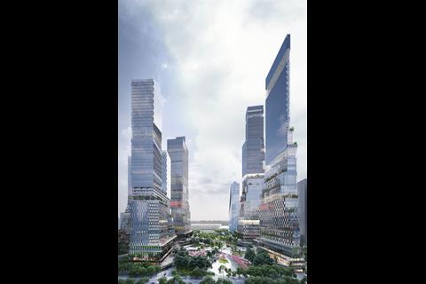Towers forming part of Mecanoo's Shenzhen North Station masterplan